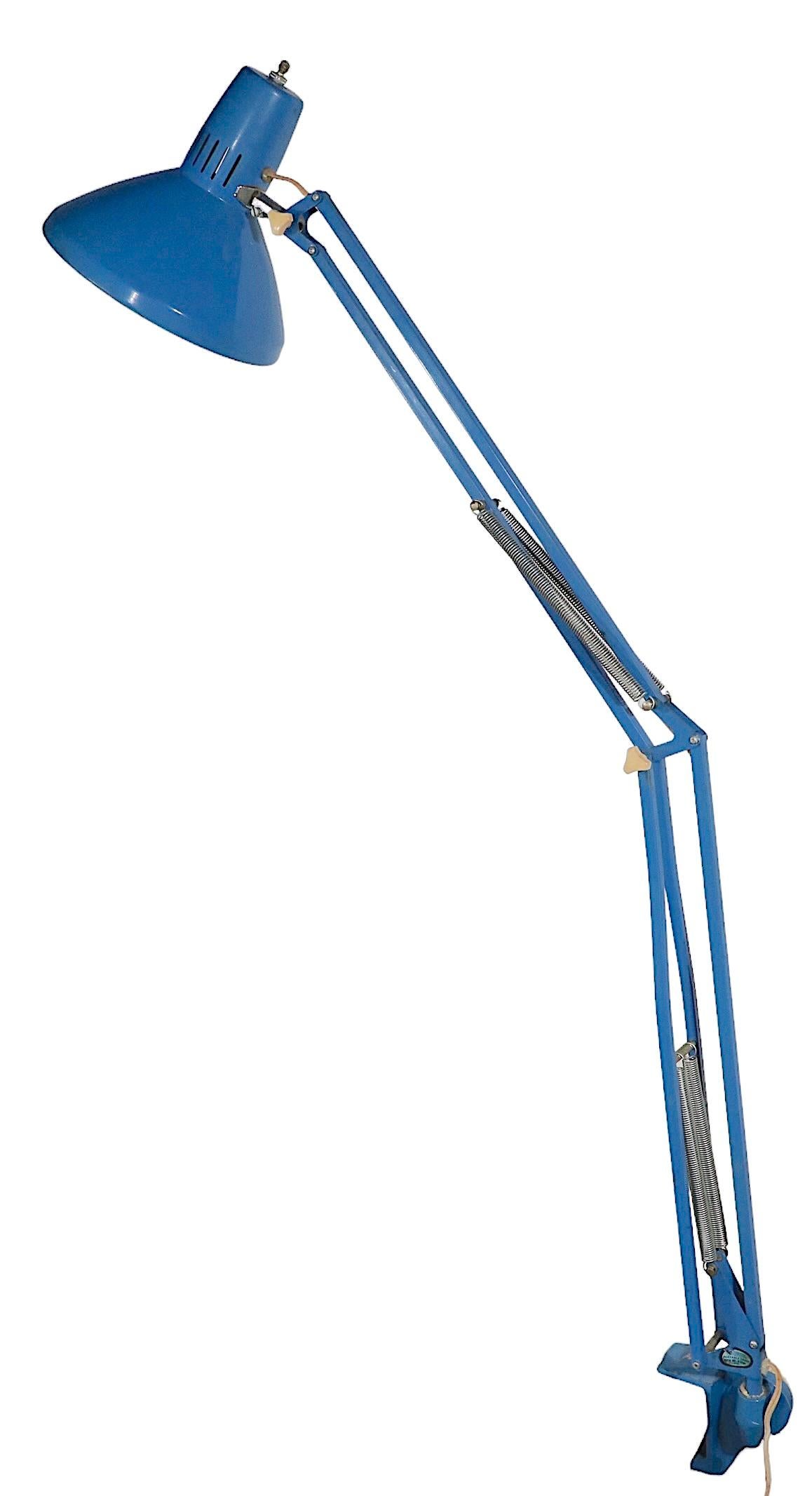 Industrial Blue Luxo Angle Poise Architects Task Work Lamp Made in Denmark