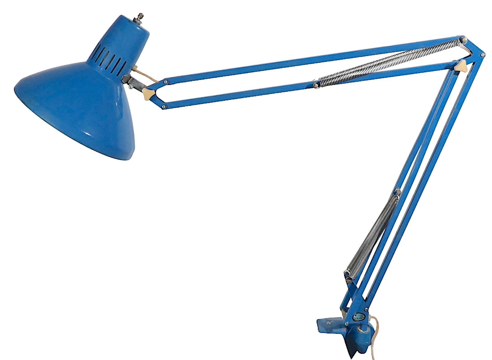 20th Century Blue Luxo Angle Poise Architects Task Work Lamp Made in Denmark