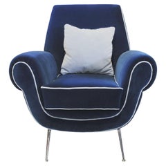 Blue Luxury Velvet Armchair in Textile by Ros Italia Interiors