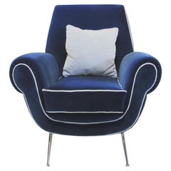 Blauer Luxussamtsessel aus Textil von Ros Italia Interiors