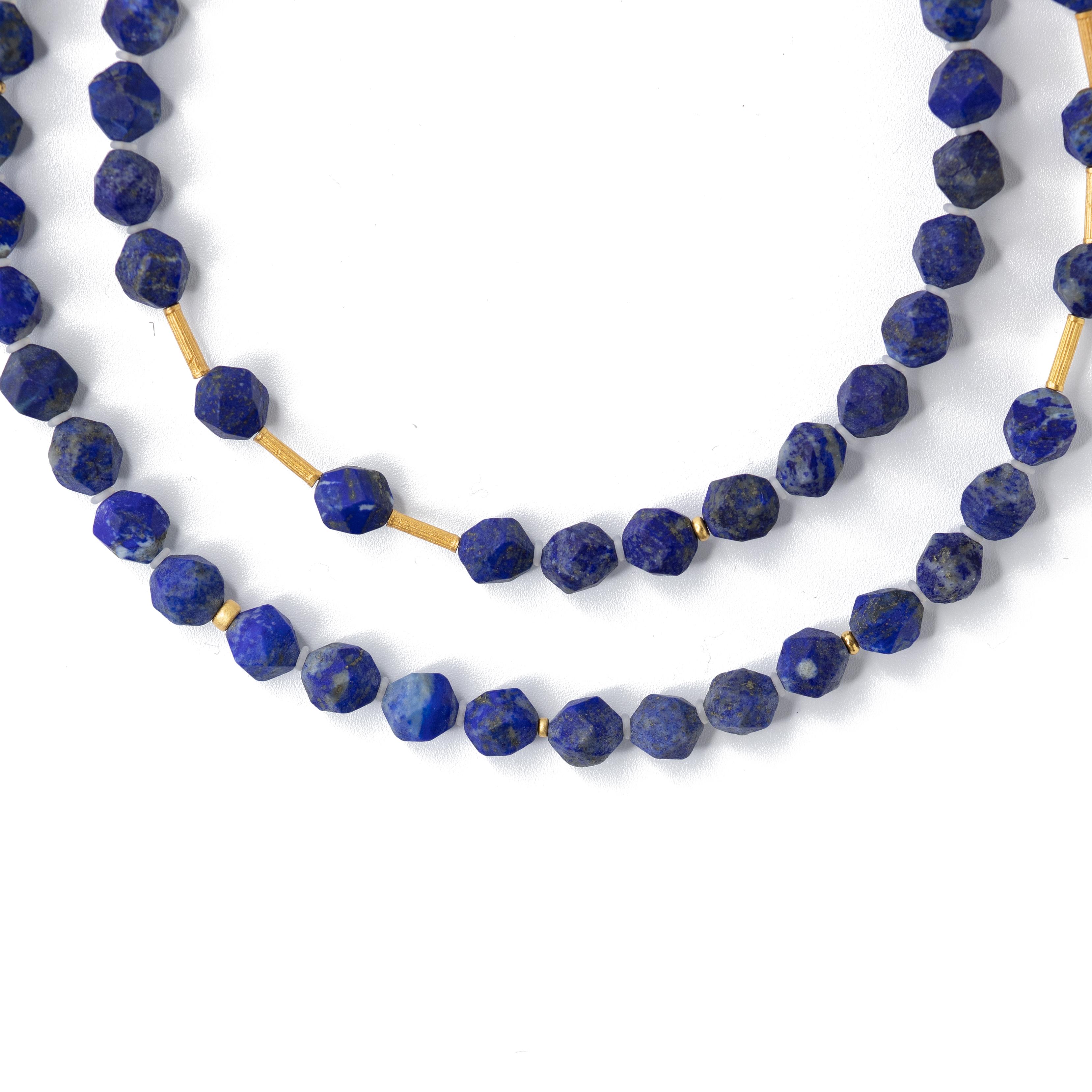 This necklace is crafted from apis Lazuli Beads  and Gold Plated Sterling Silver Beads, inspired by Salvador Dali's Famous Painting 