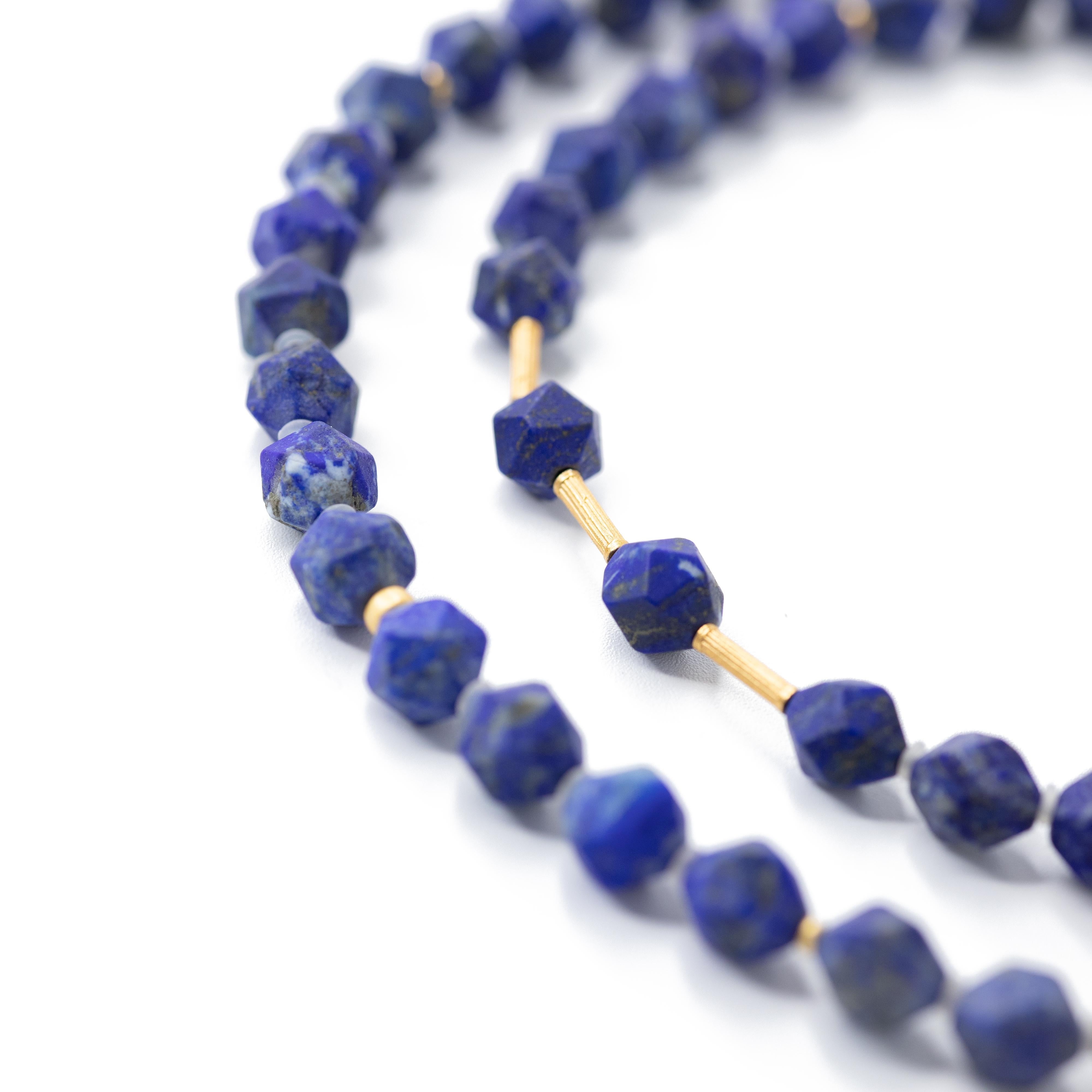 Round Cut Lapis Lazuli Necklace - Blue Madrid Lapis Necklace by Bombyx House For Sale