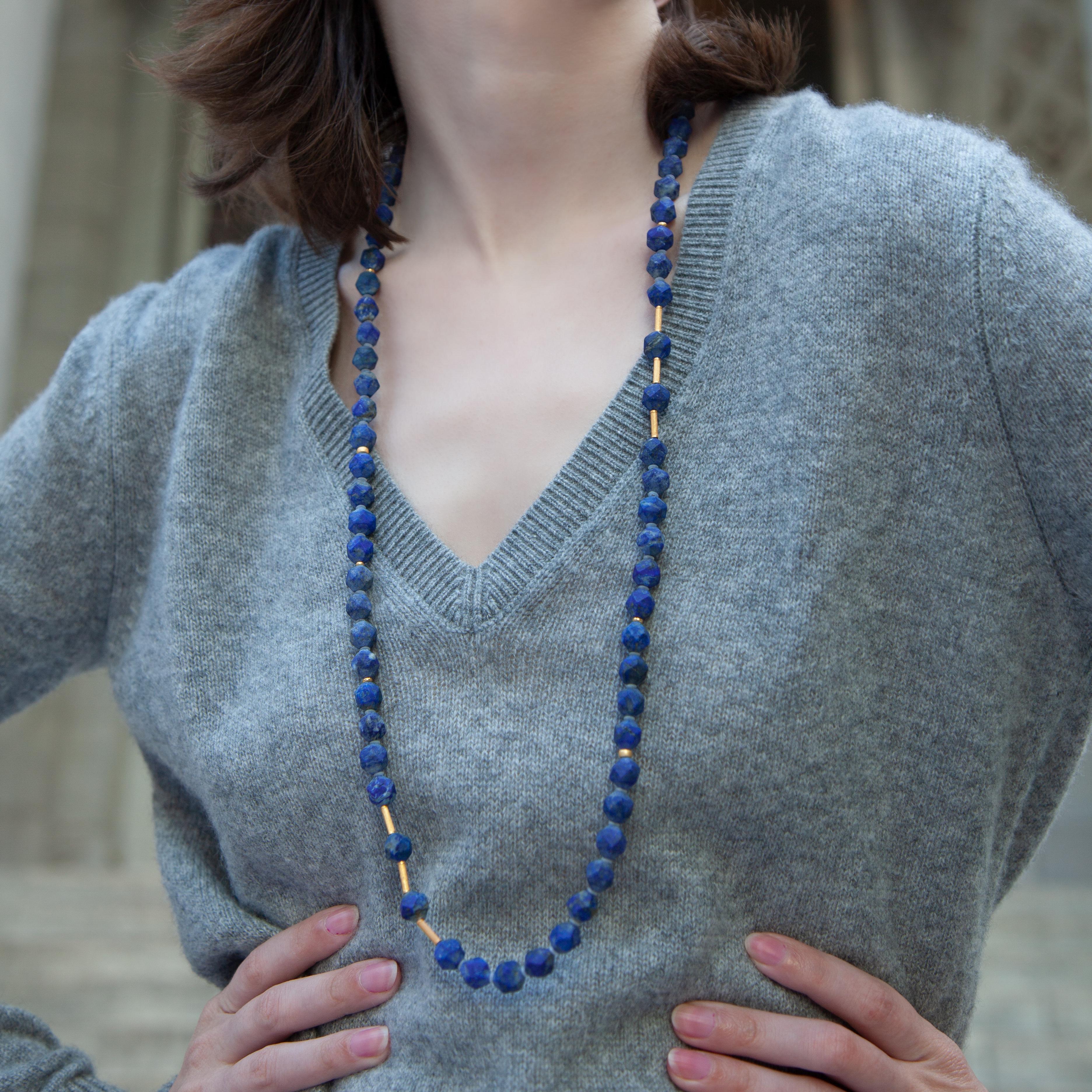 Lapis Lazuli Necklace - Blue Madrid Lapis Necklace by Bombyx House For Sale 3