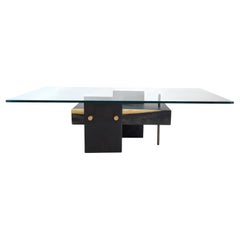 A Todo Andar III : table basse d'art fonctionnel en acajou bleu et acier