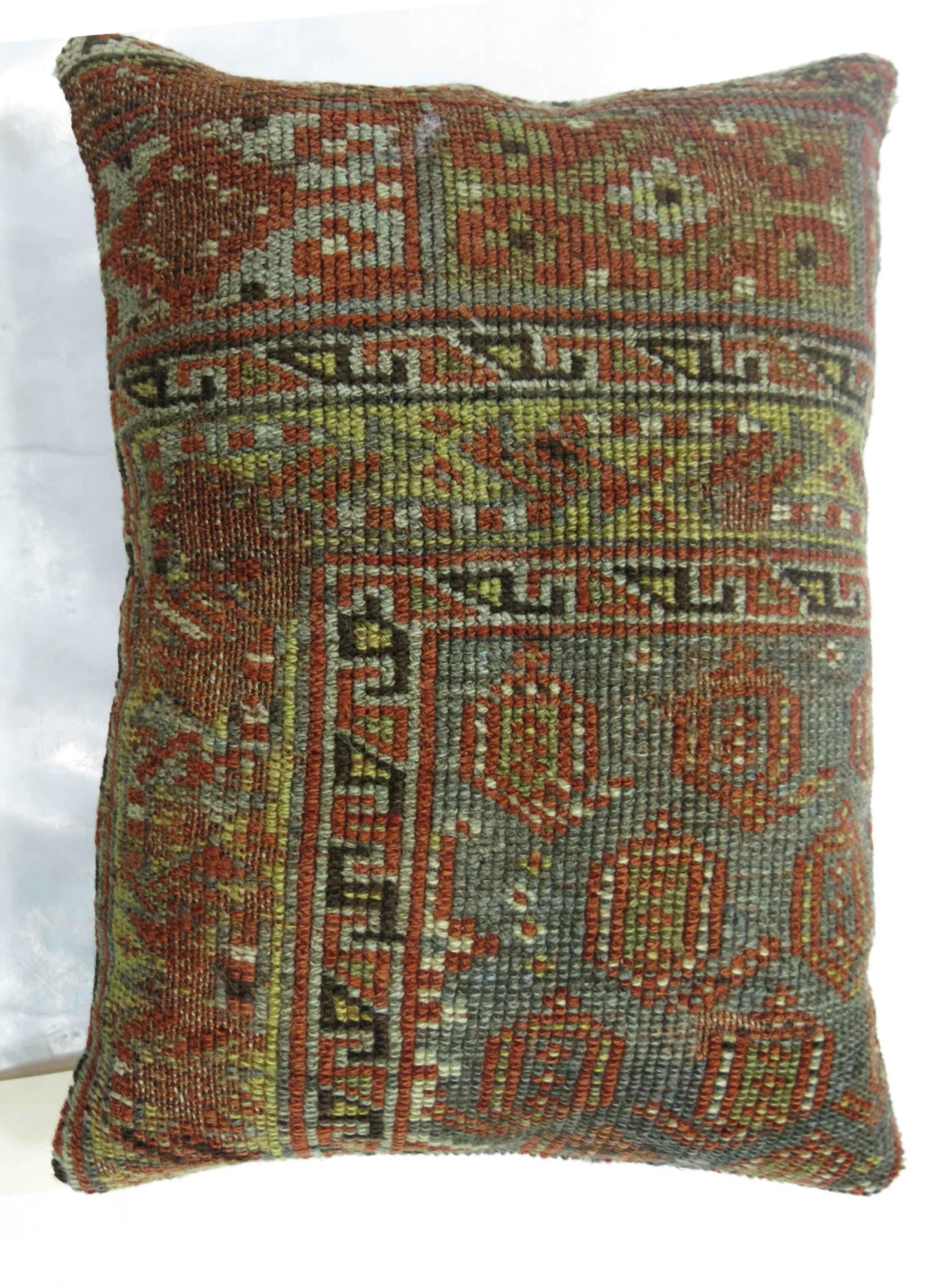 20th Century Blue Malayer Paisley Rug Pillow For Sale