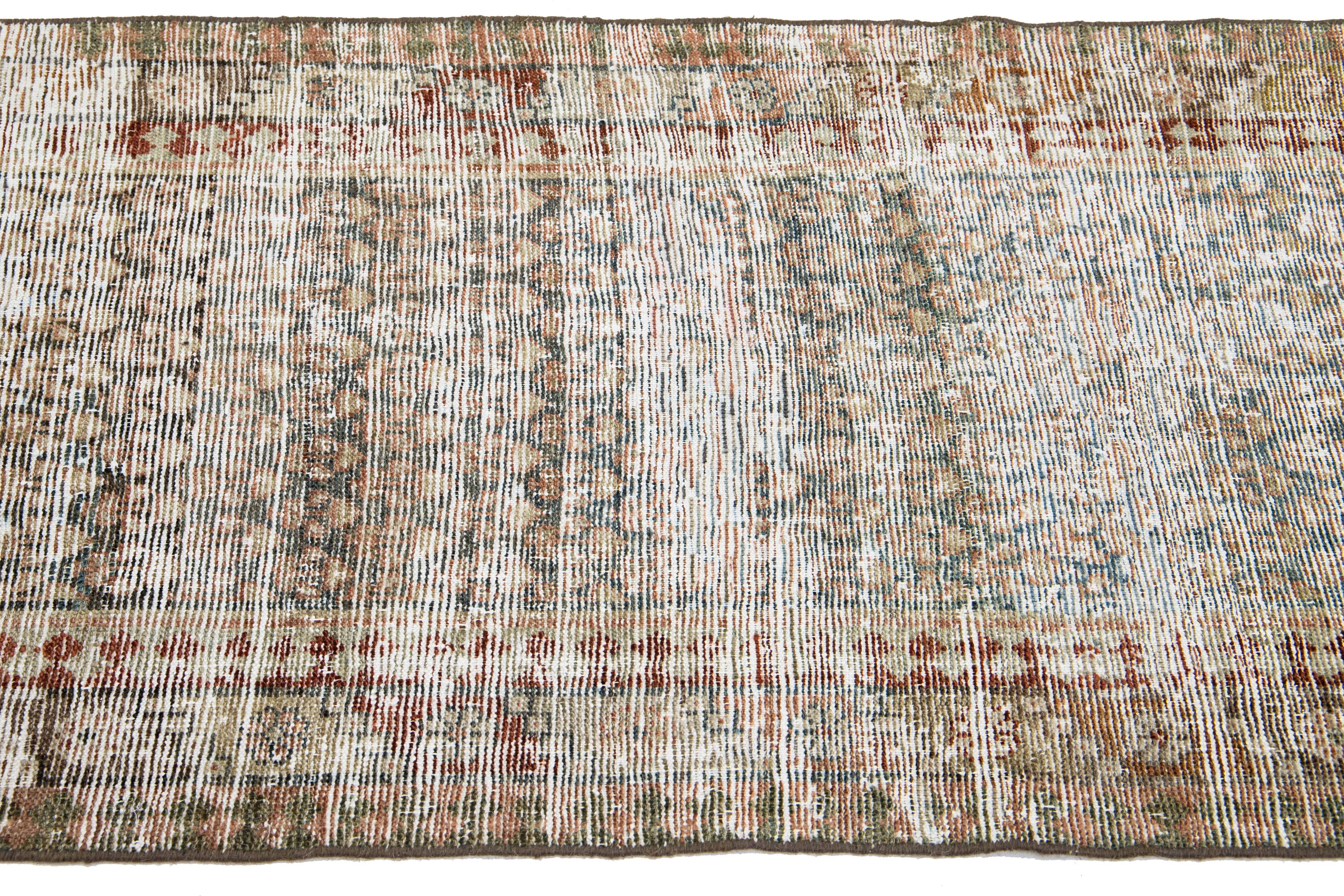 Blue Malayer Persian Wool Runner With Allover Motif From The 1900s In Distressed Condition For Sale In Norwalk, CT