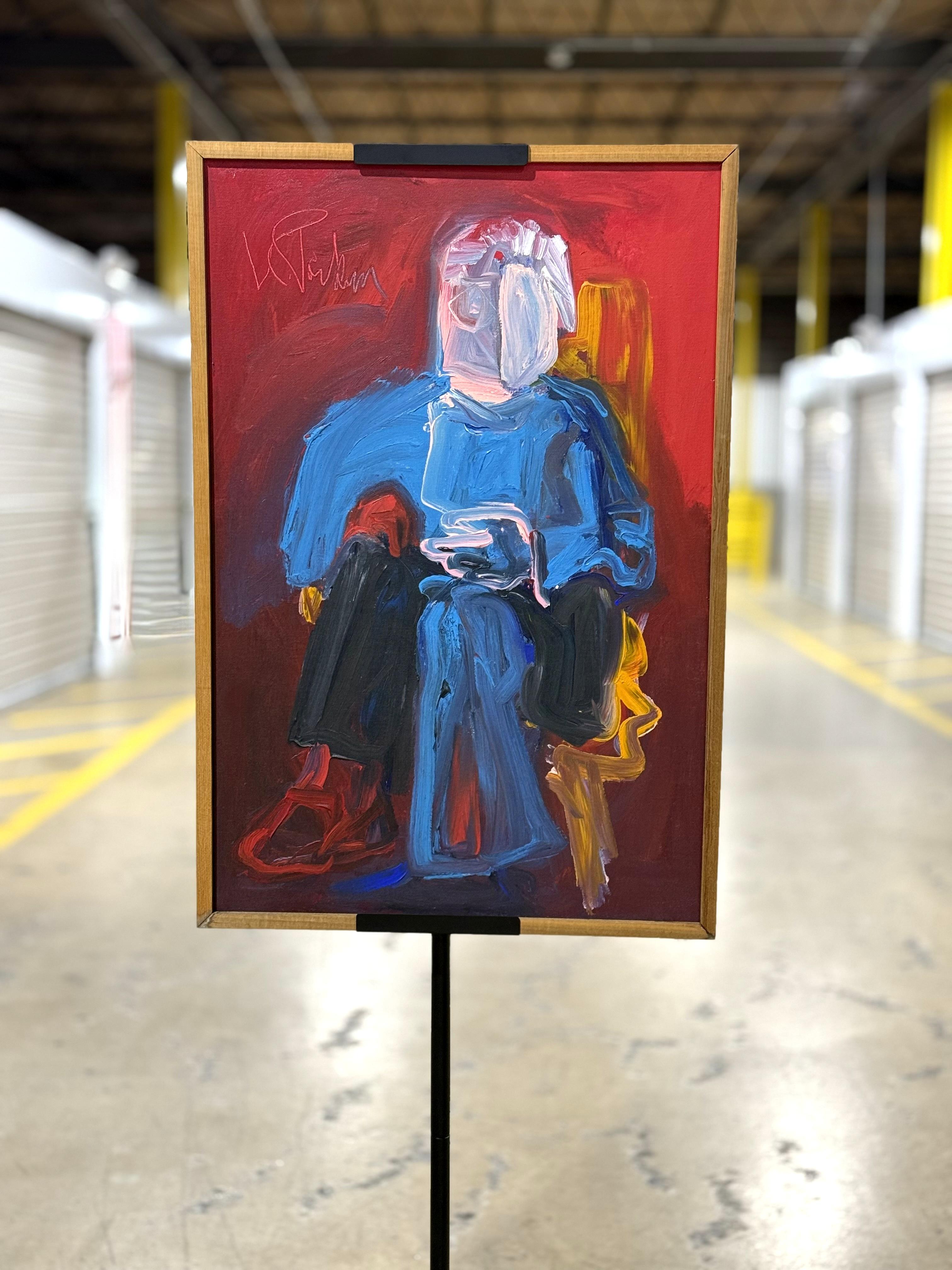 Abstraktes Gemälde eines Mannes in Blau der Künstlerin Virginia Cohn Parkum (1943-2025) aus Harrisburg, Pennsylvania.
Acylic auf Leinwand in leuchtenden, kräftigen Farben.
Gezeichnet VC Parkum
Parkum wurde bereits in Galerien in den Vereinigten