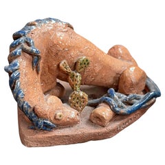 "Caballo de crin azul con cactus", escultura clásica de Whalen de la era WPA, años 30