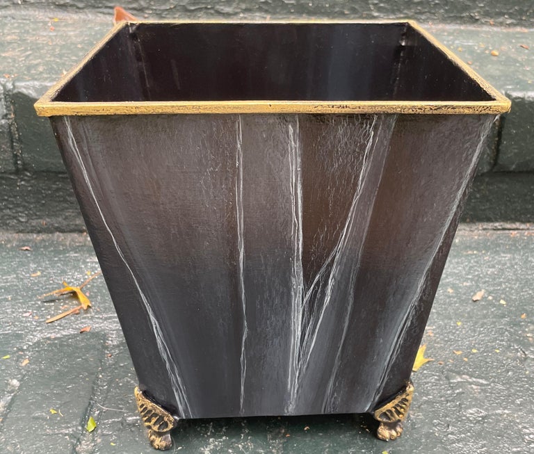 Blue Marbleized Empire Wastebasket For Sale at 1stDibs