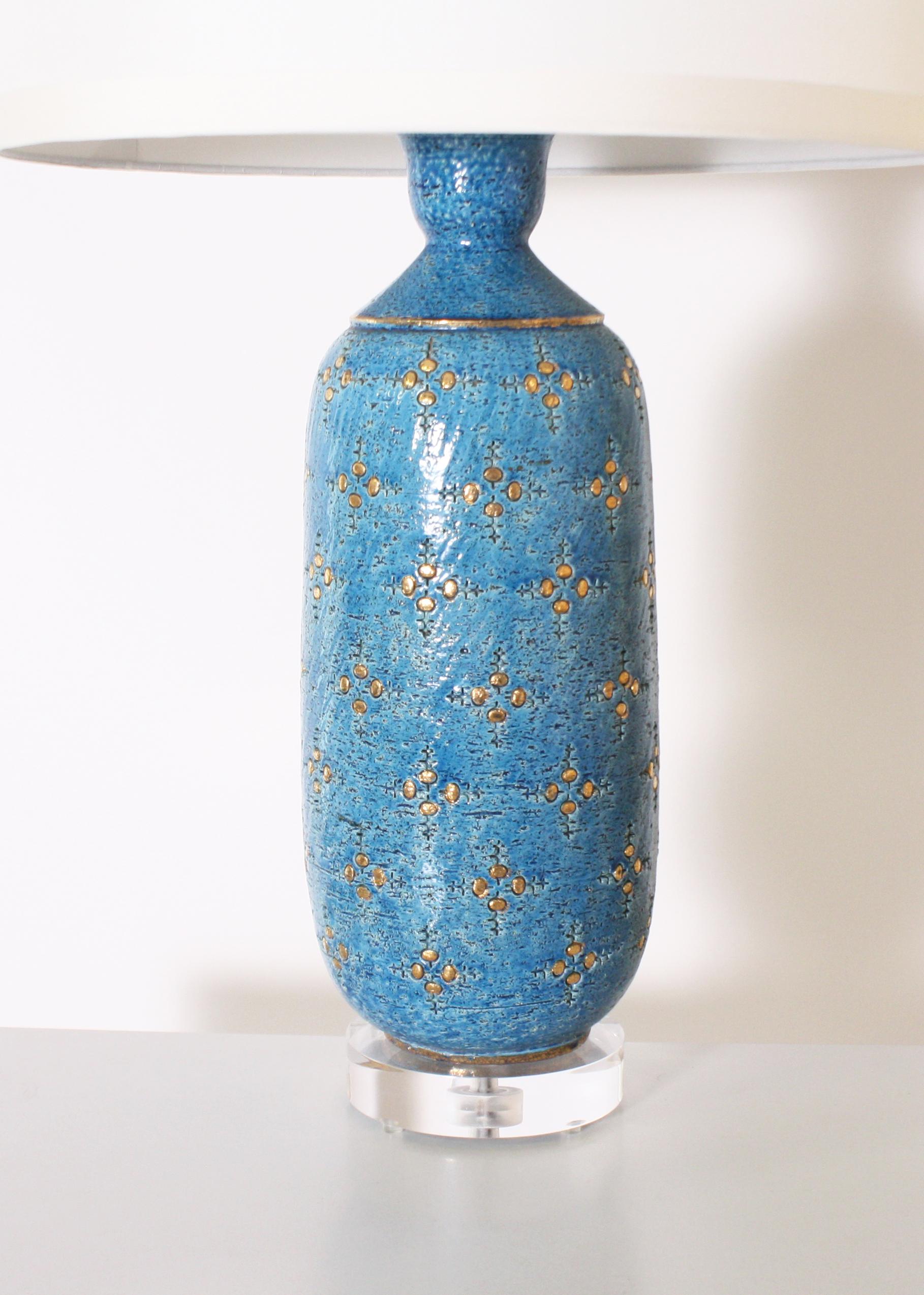 Blue Marbro Ceramic Lamp, circa 1960 2