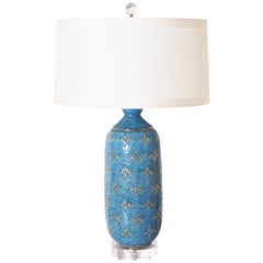 Vintage Blue Marbro Ceramic Lamp, circa 1960