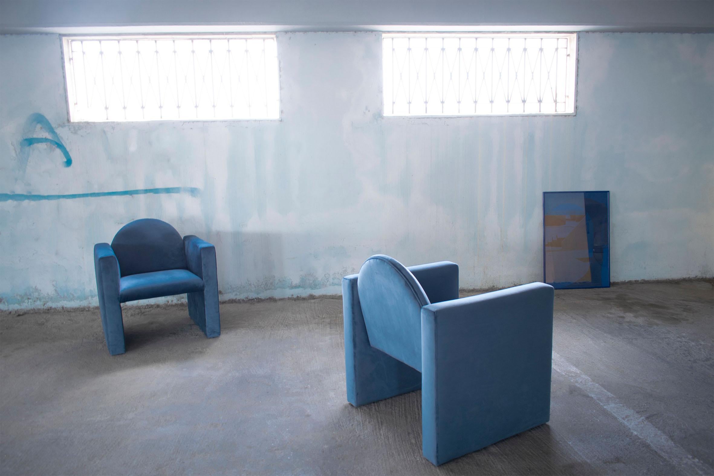 Post-Modern Blue Marika Armchair by Studio Christinekalia For Sale