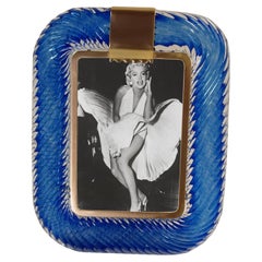 "Marilyn azul" Marco para fotos de latón de cristal de Murano azul