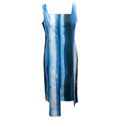 Blue Marni Watercolor Striped Sleeveless Dress Size US M
