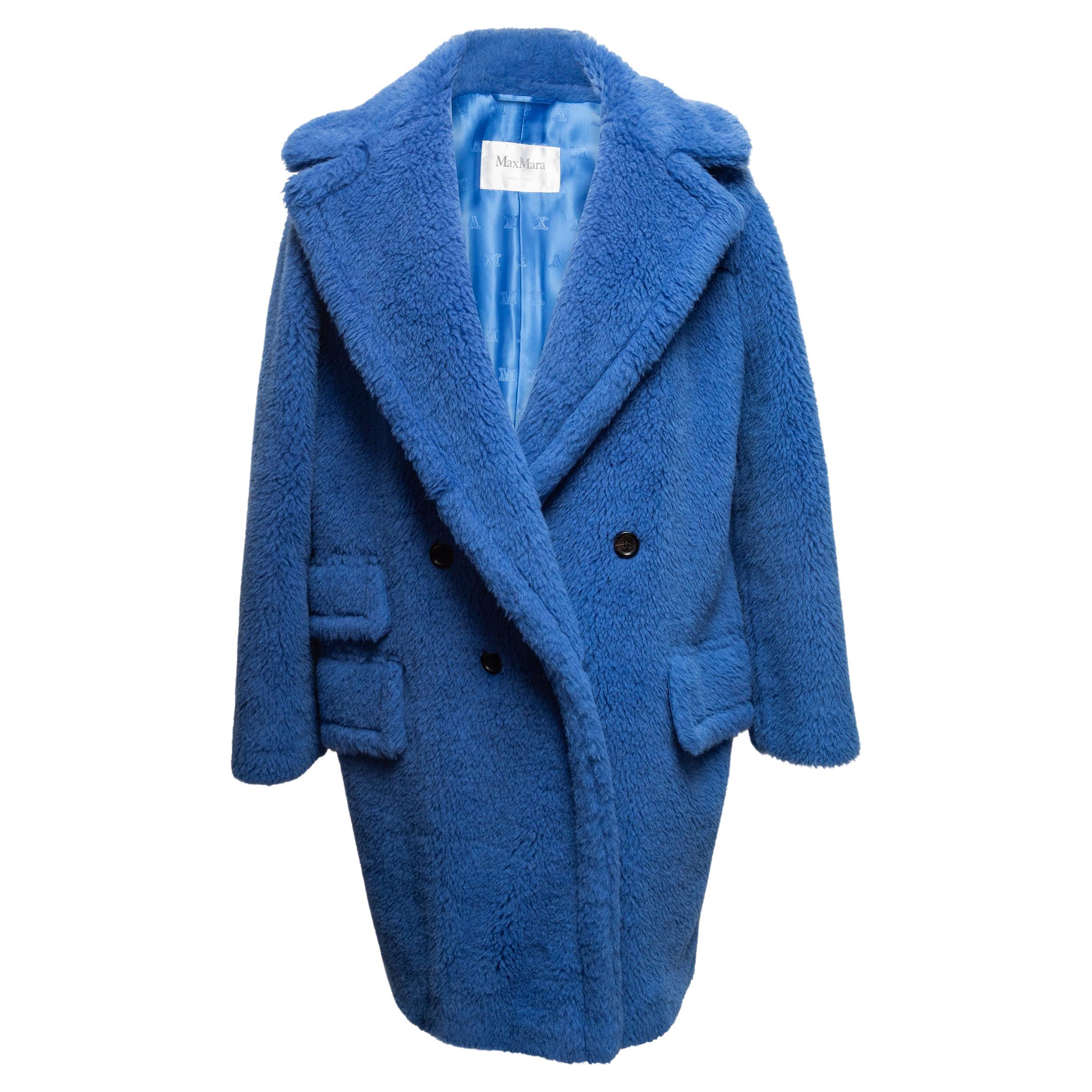 Manteau à double boutonnage en fibres d
alpaga bleu Max Mara Taille IT 48