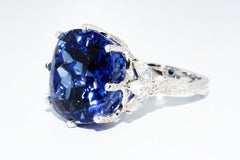 Blue Maxixe Beryl and Diamond Cocktail 18 Karat White Gold Ring