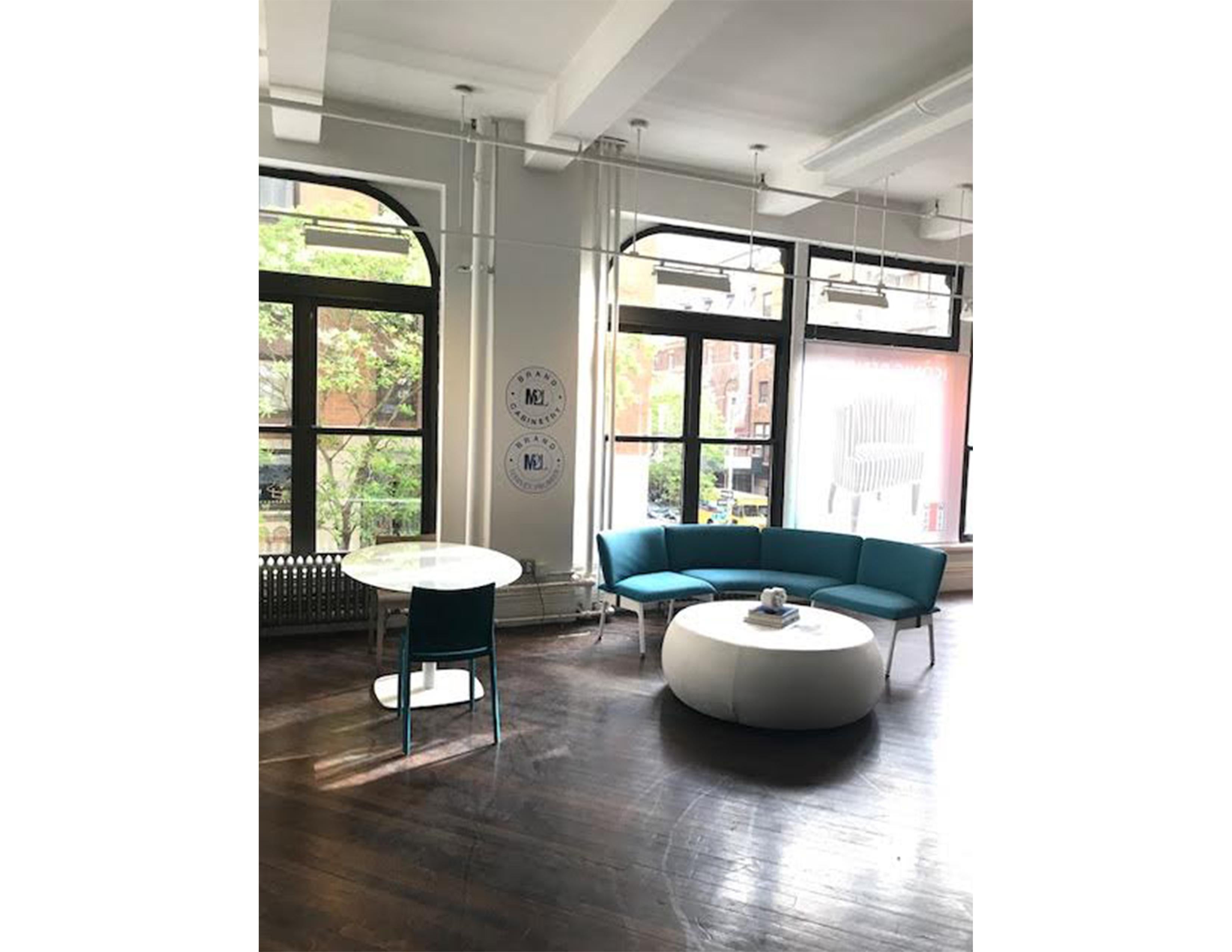 Mega bench
Configuration with back.
Upholstered in cat. 3 Jet #468 Cielo
Legs: white painted consisting of the following: Armless seat with curved back, left
Corner with back
Armless seat with curved back, right
Original price: $4,117.