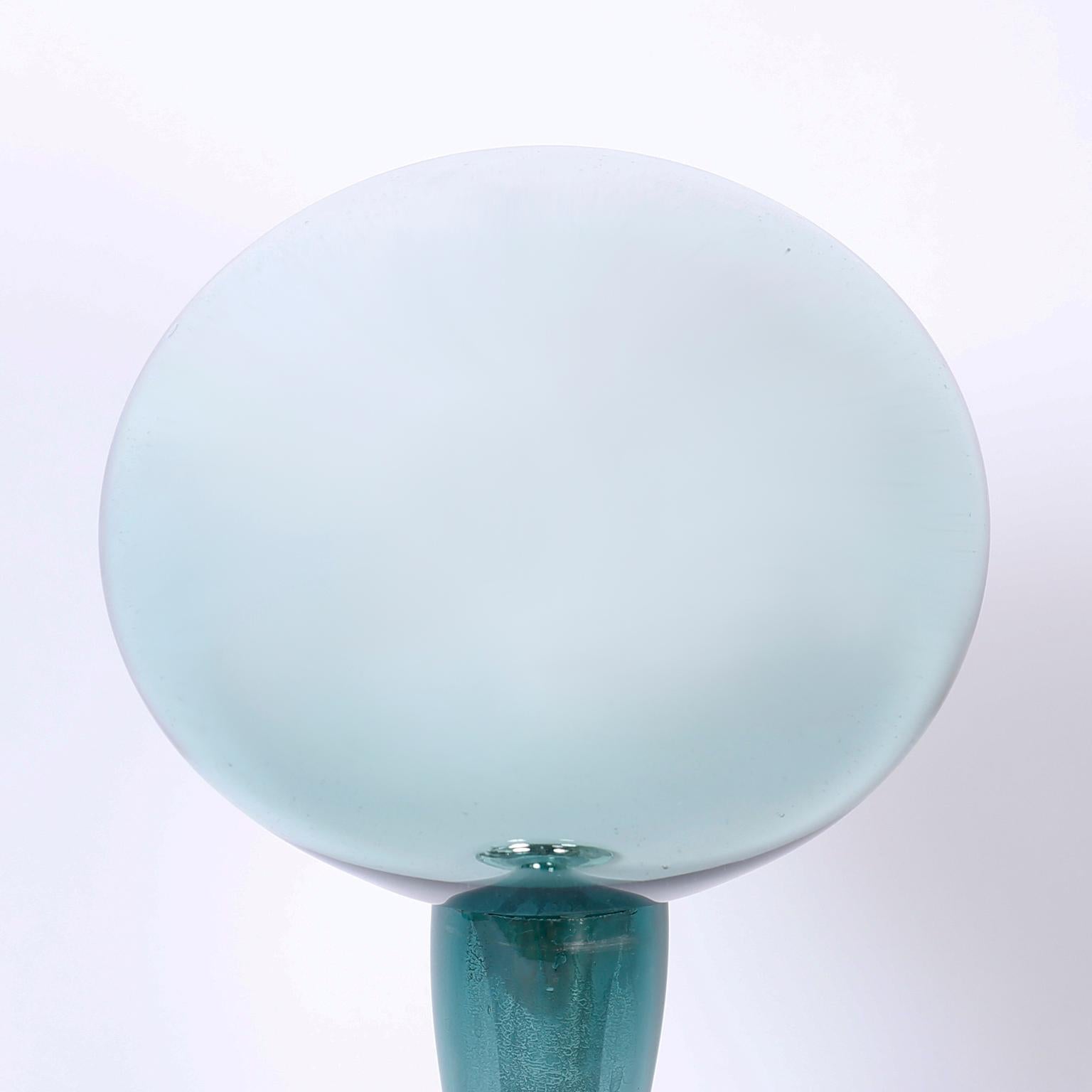 Mid-Century Modern Blue Mercury Glass Gazing Ball For Sale