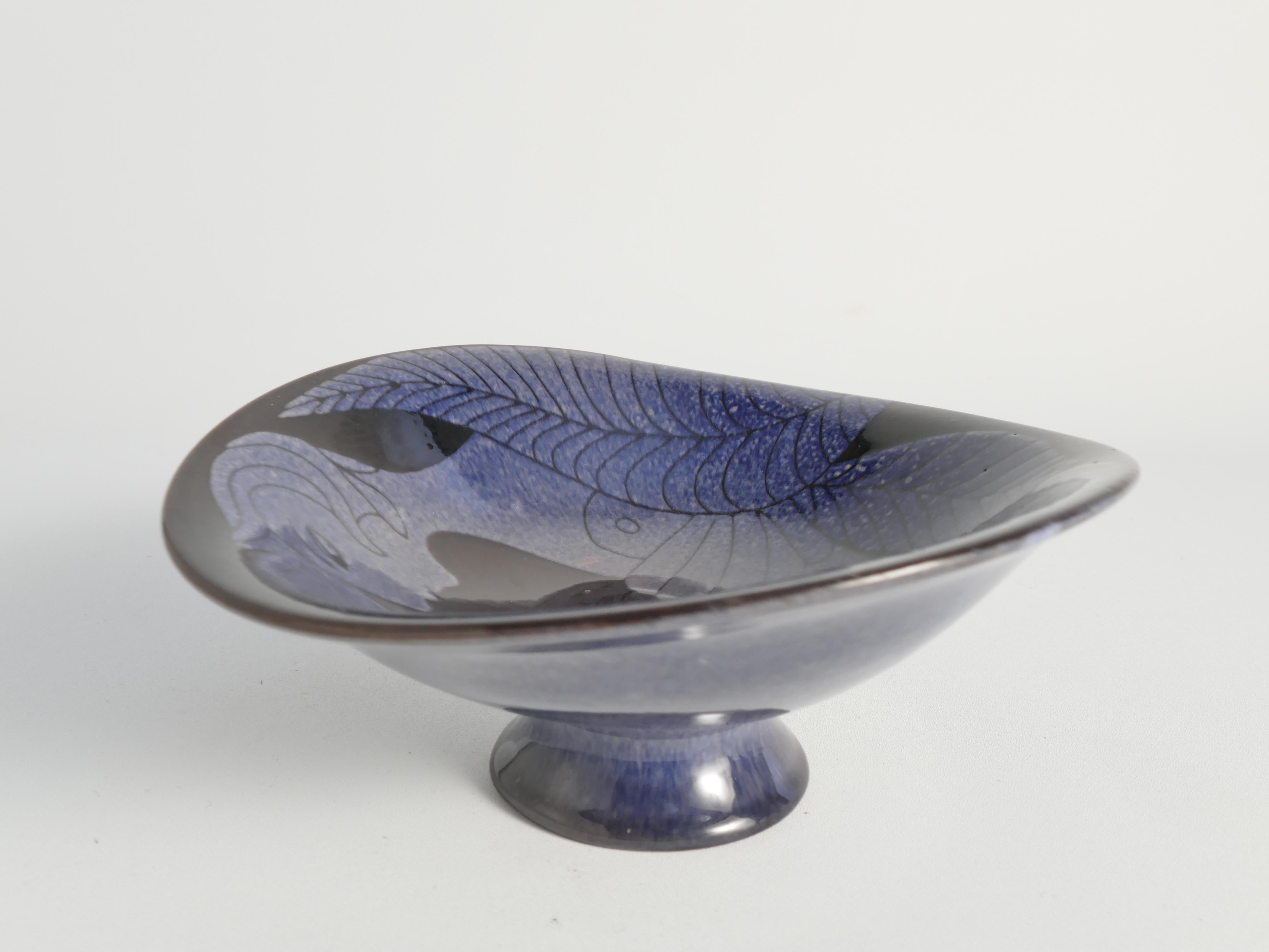Blaue Meerjungfrauen- und Fischschale,  „Athene“-Serie von Anna Lisa Thomson, Upsala Ekeby im Angebot 3