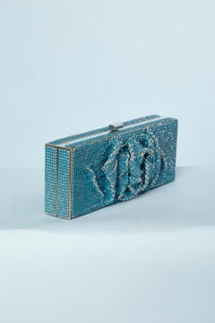 Blue mesh rib clutch Daniel Swarovski
