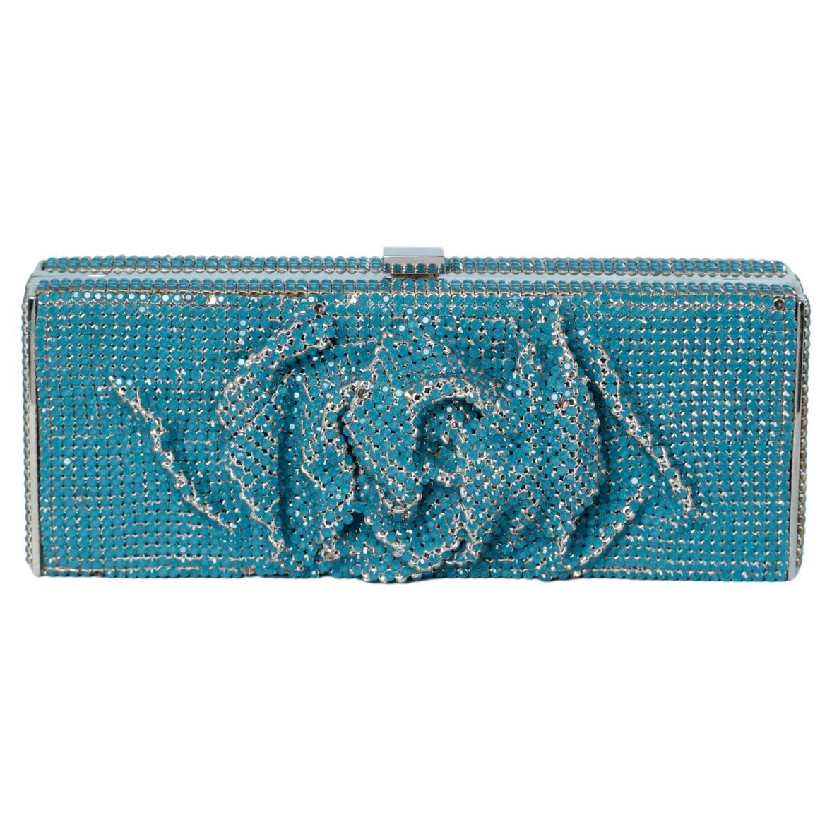 Blue mesh rib clutch Daniel Swarovski