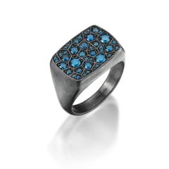 Blue Rectangular Mesopotamian Inspired Euphrates Turtle Ring