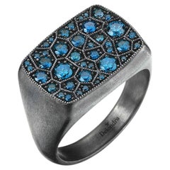 Blue Rectangular Mesopotamian Inspired Euphrates Turtle Ring
