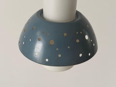 Blue Metal and Glass Ceiling Light by Ernest Igl for Hillebrand, 1950s, Germany
