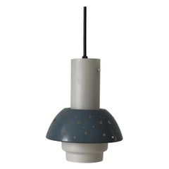Blue Metal and Glass Ceiling Light by Ernest Igl for Hillebrand, 1950s, Germany