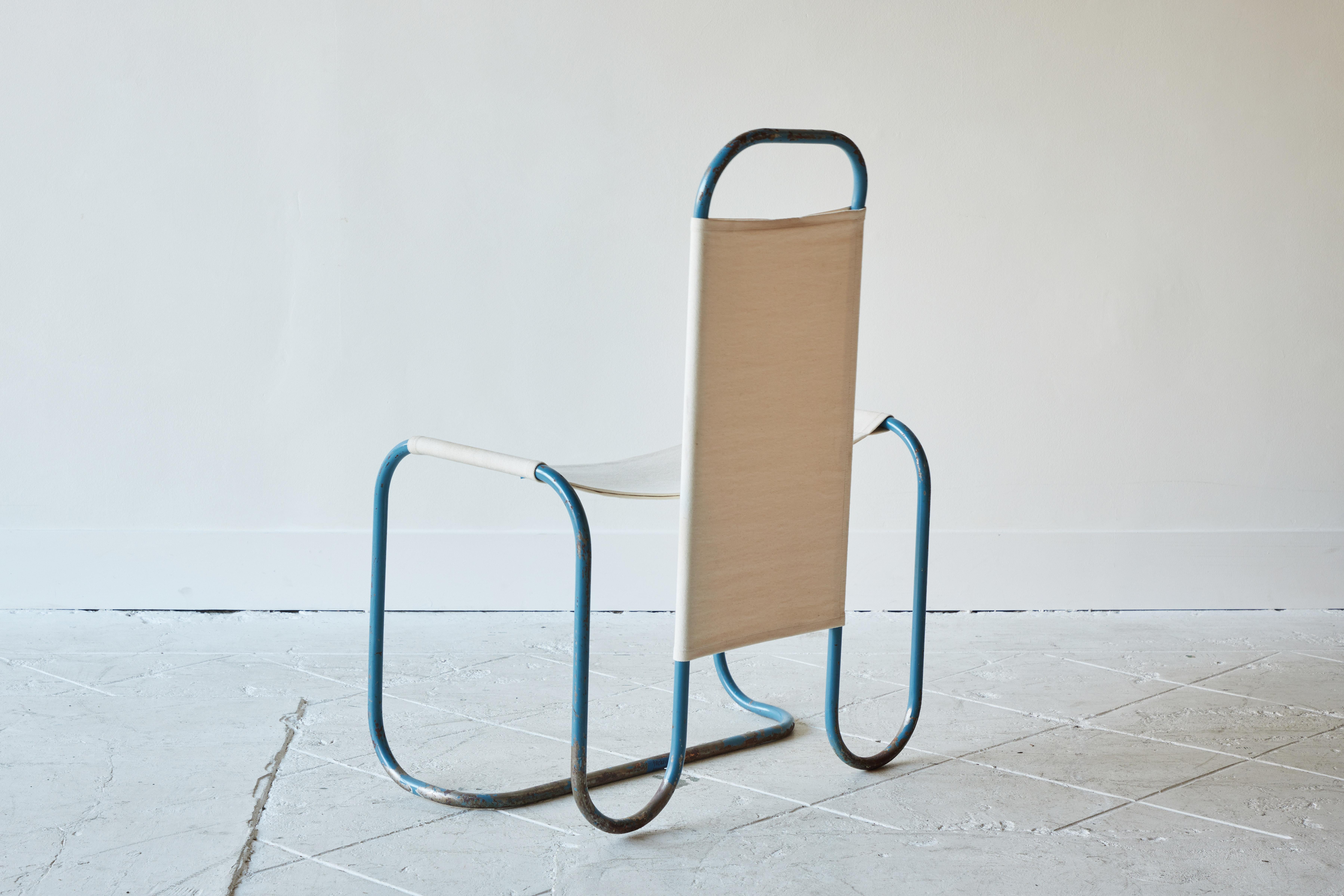 Early 20th Century Blue Metal Bauhaus Sling Chair