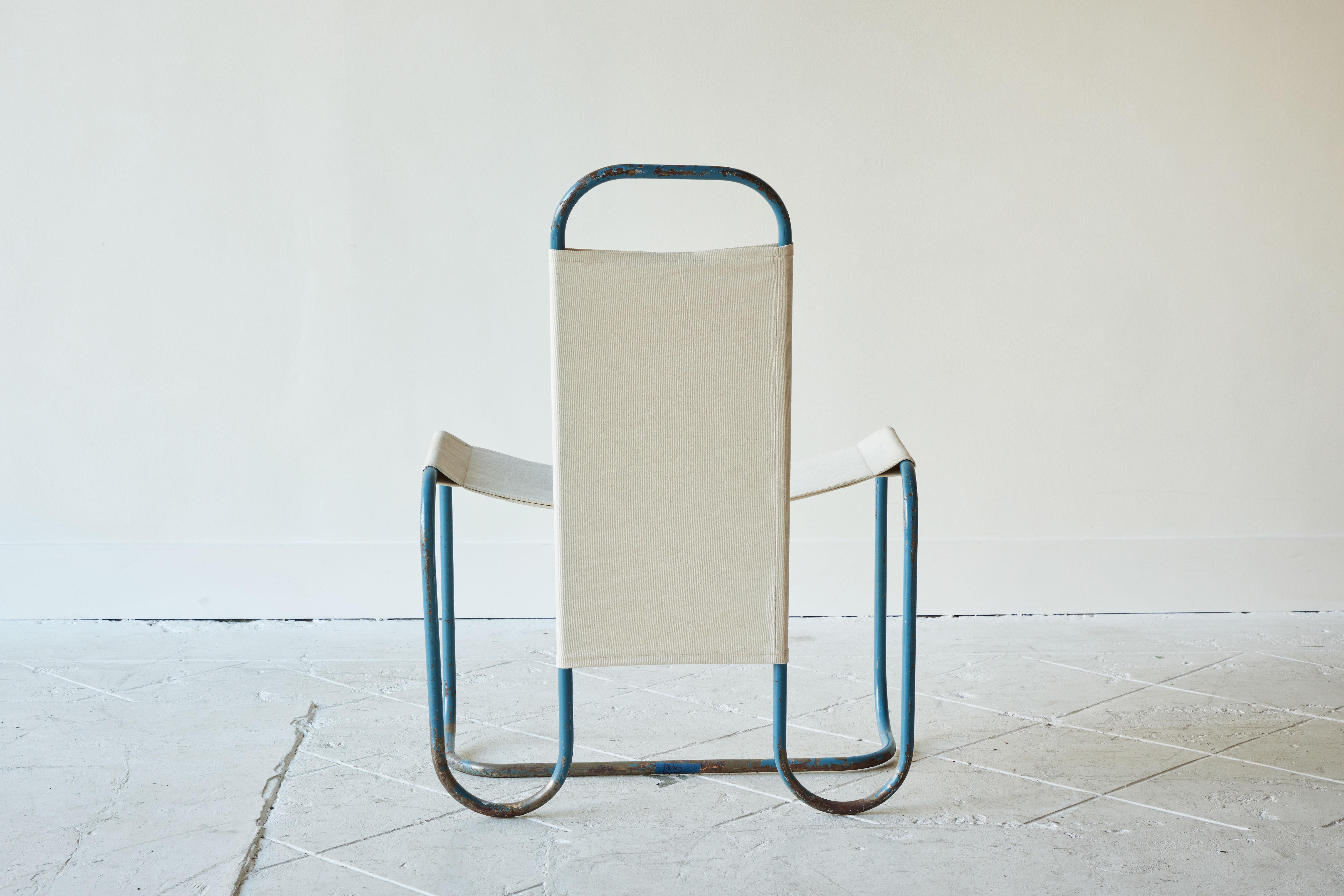 Blue Metal Bauhaus Sling Chair 1