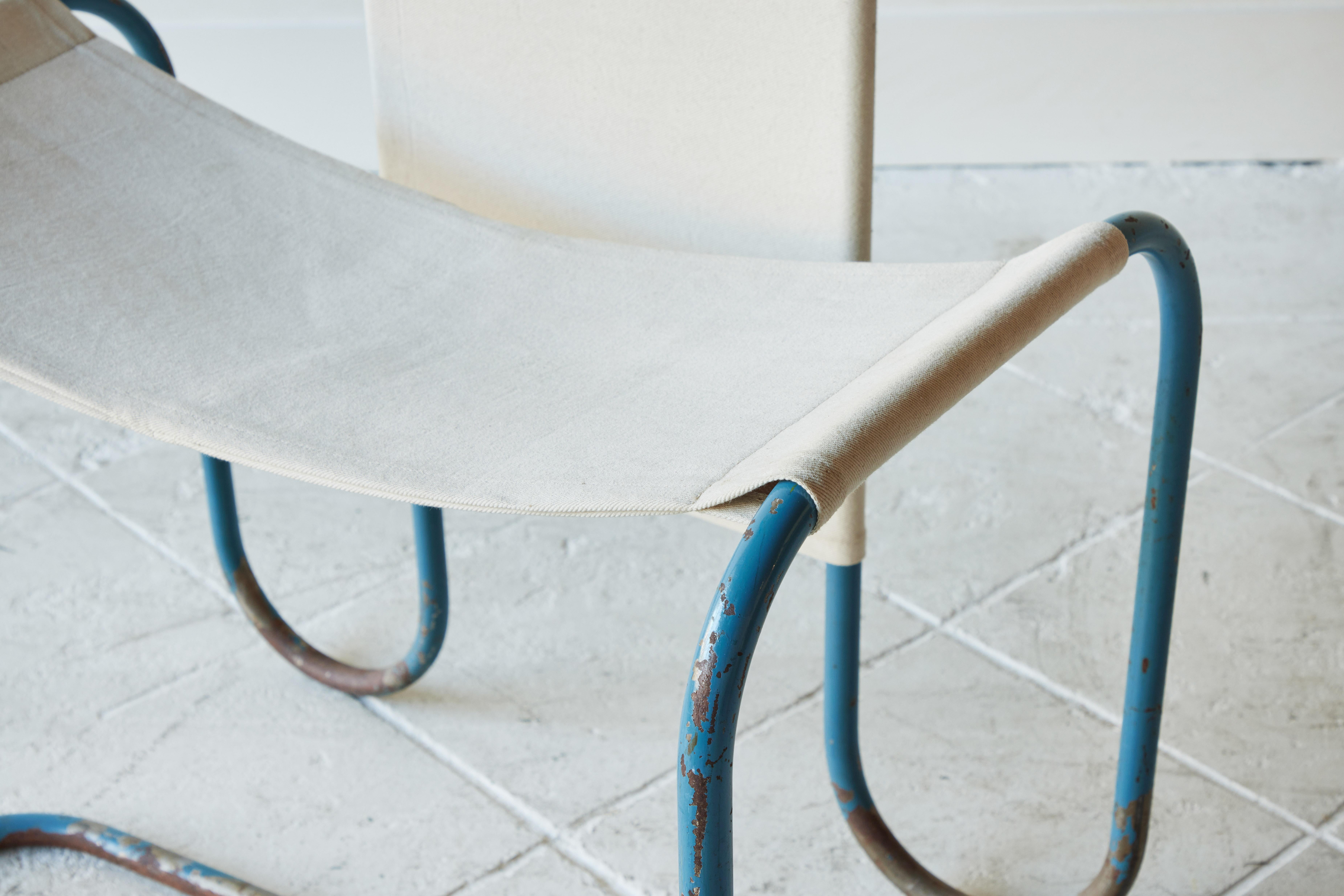Blue Metal Bauhaus Sling Chair 4