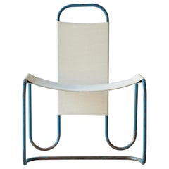 Antique Blue Metal Bauhaus Sling Chair