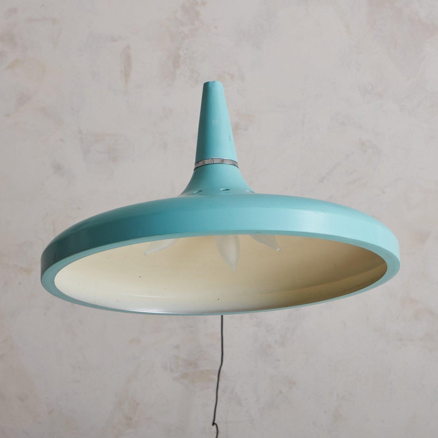 Blue Metal Long Arm Swivel Sconce, France, 20th Century In Good Condition For Sale In Chicago, IL