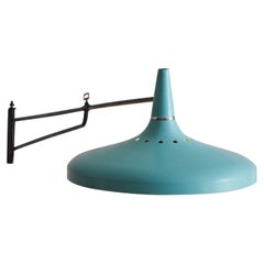 Blue Metal Long Arm Swivel Sconce, France, 20th Century
