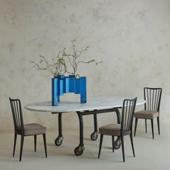 Blue Metal Ski Holder Sculpture, France 1950s