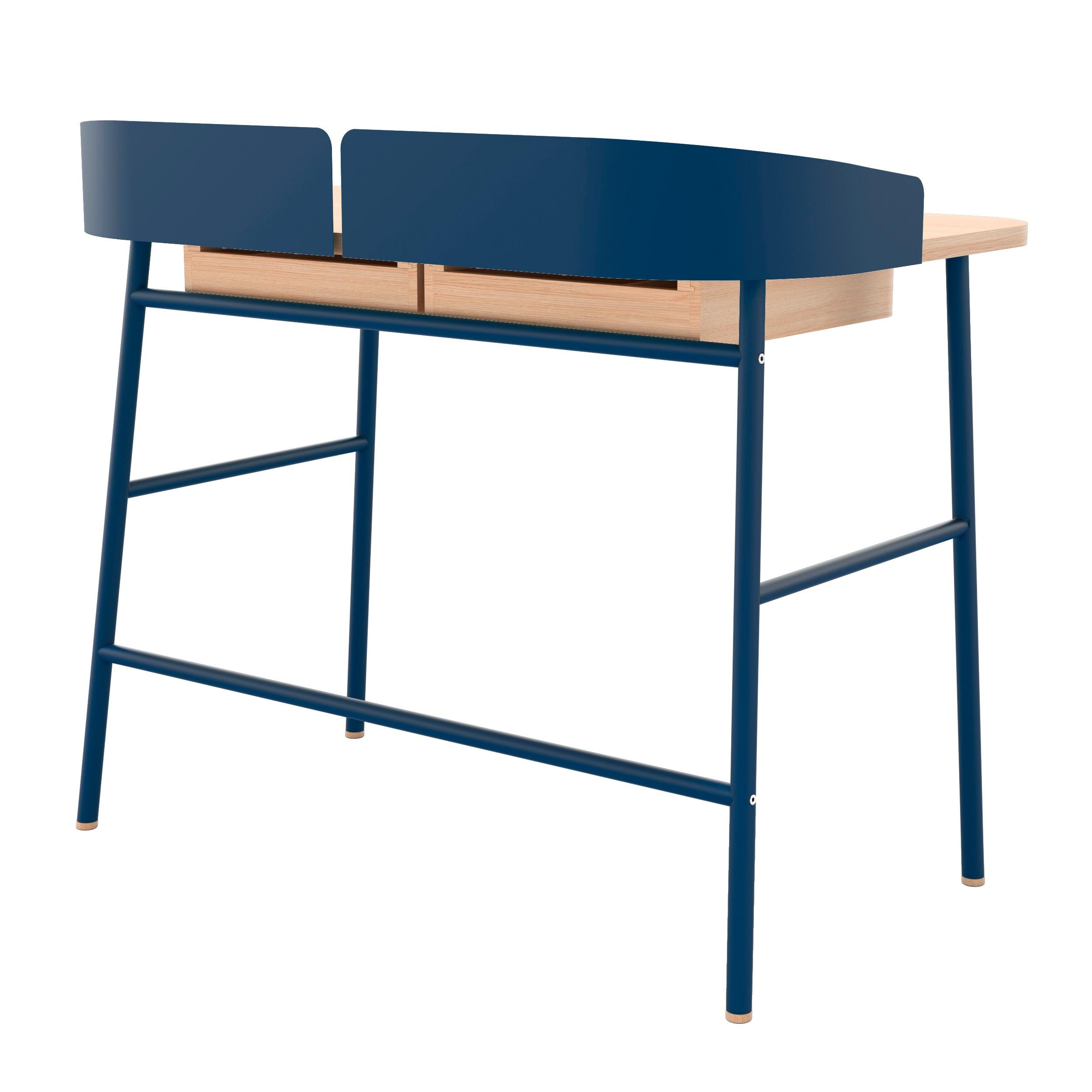 Blauer Metallschreibtisch Victor Oak Natural von HARTO (21. Jahrhundert und zeitgenössisch) im Angebot