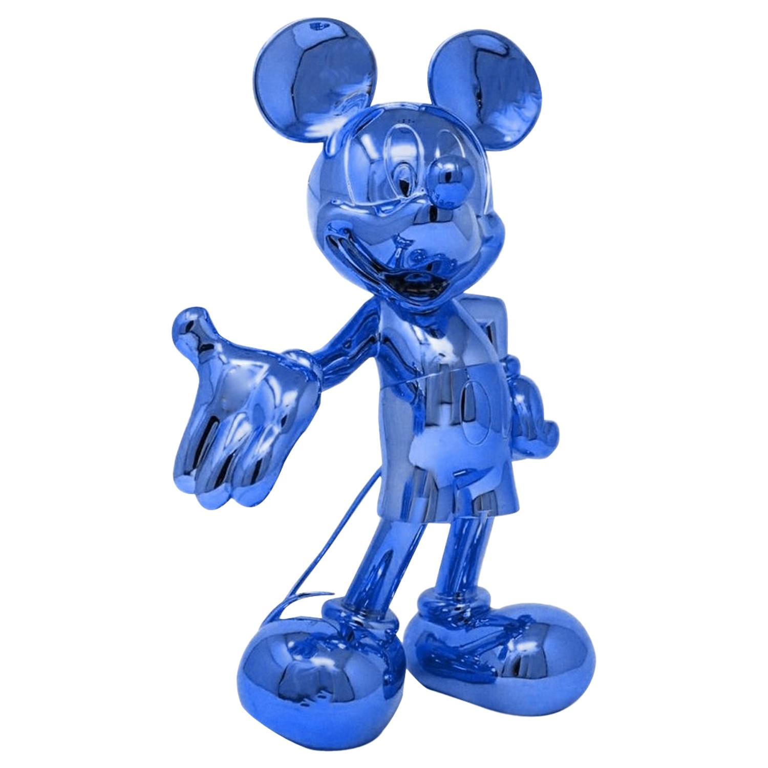 In Stock in Los Angeles, Mickey Mouse Metallic Chrome Blue Pop Sculpture Figurine