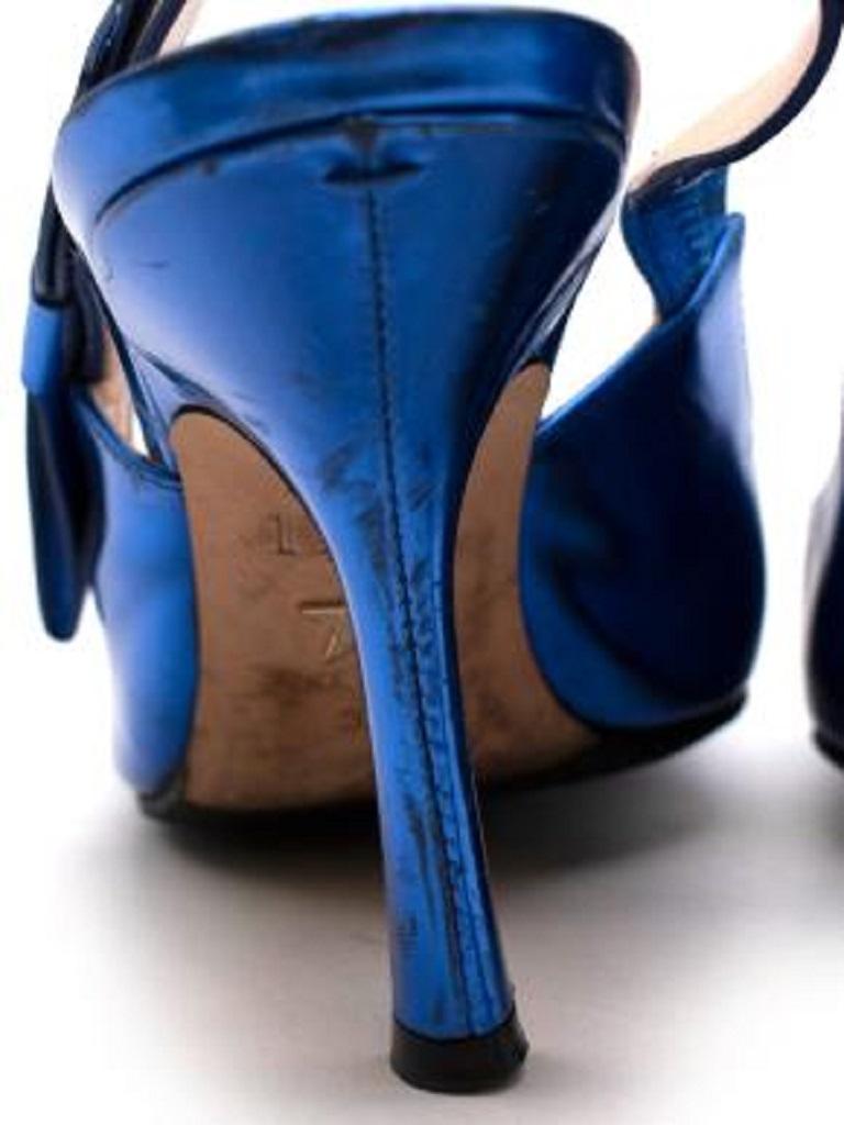 Blue Metallic Slingback Heels For Sale 6
