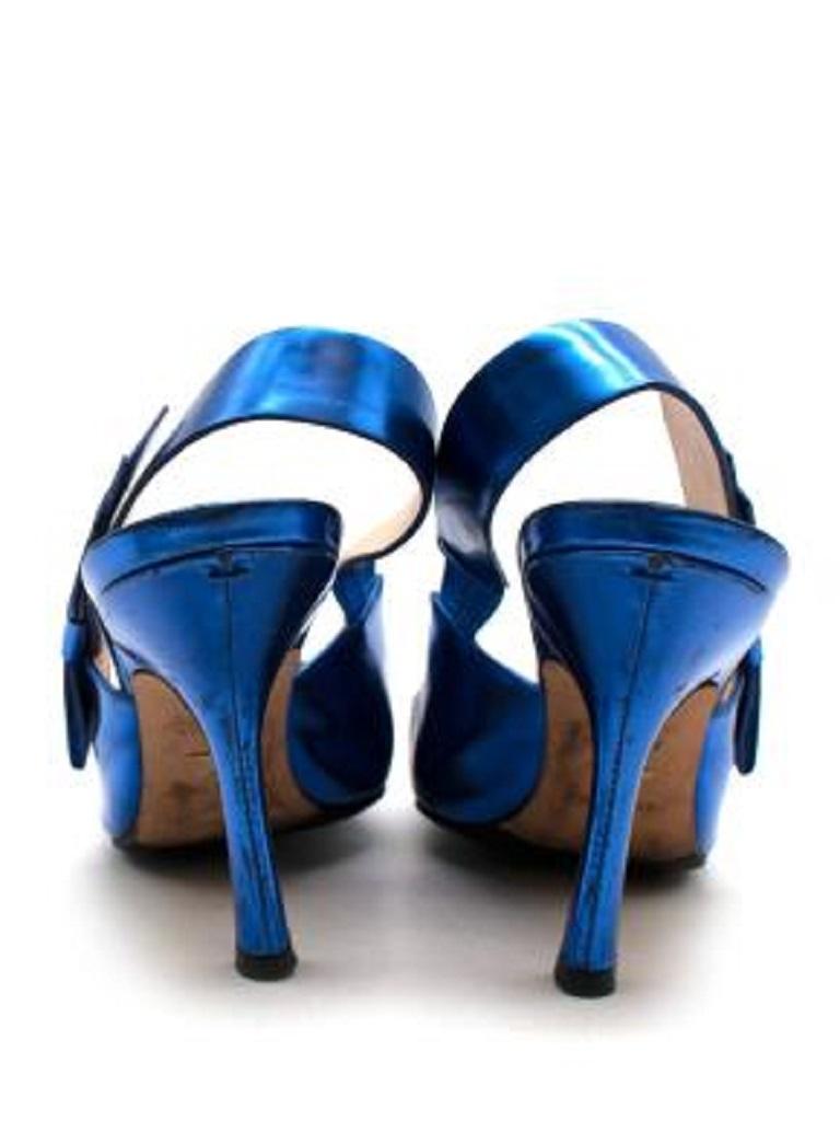 Blue Metallic Slingback Heels For Sale at 1stDibs