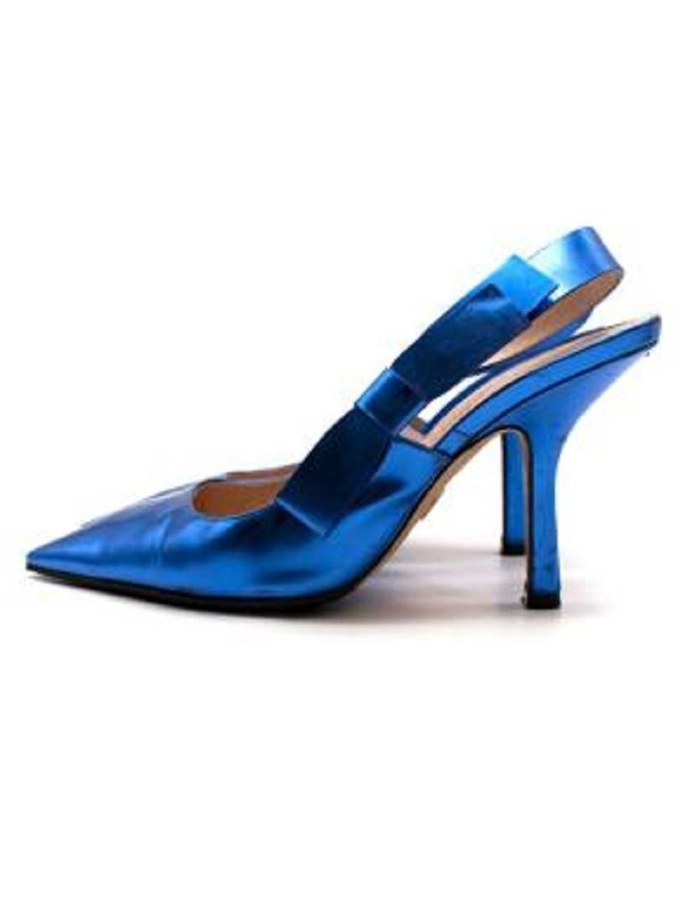 Women's Blue Metallic Slingback Heels For Sale