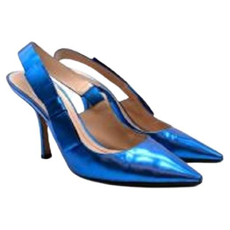 metallic slingback heels