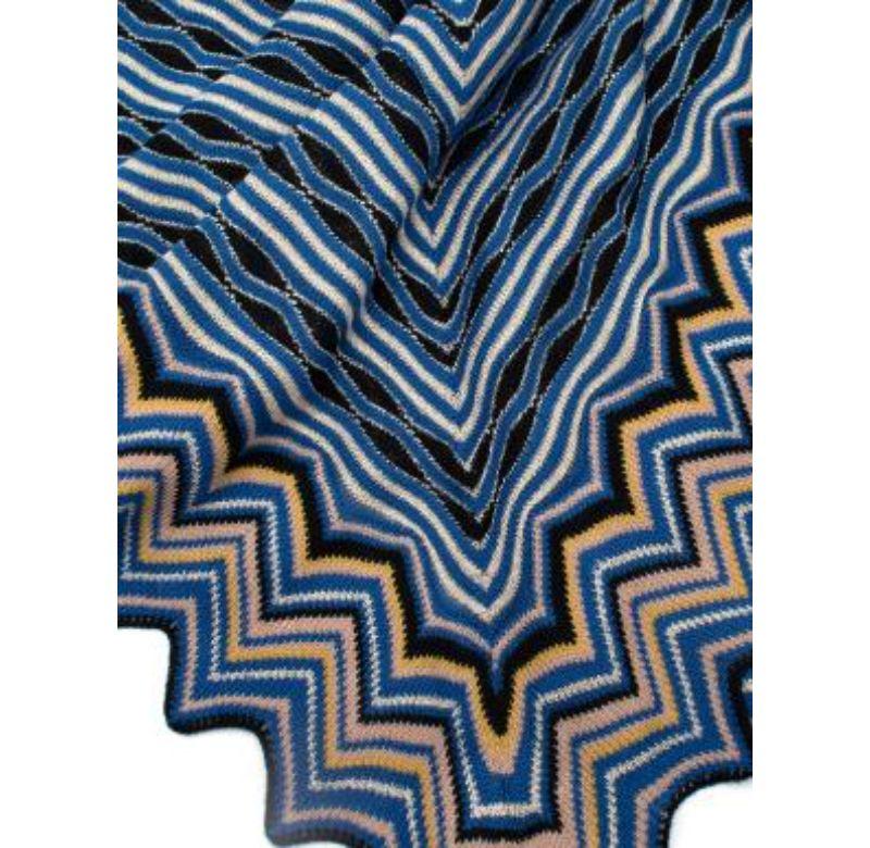 Women's Missoni Blue Metallic Woven Fringed Poncho  - OS For Sale