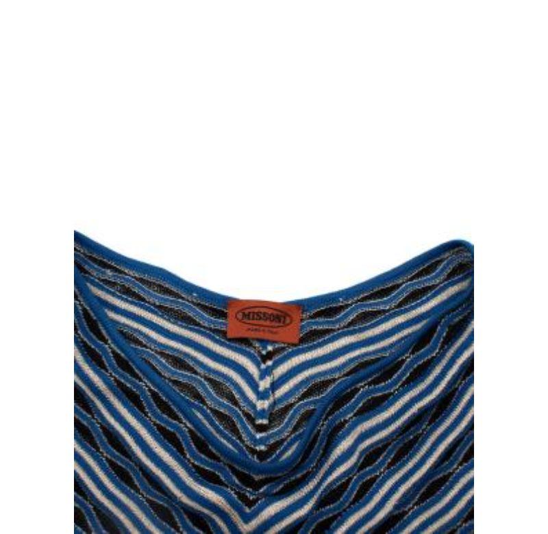 Missoni Blue Metallic Woven Fringed Poncho  - OS For Sale 1