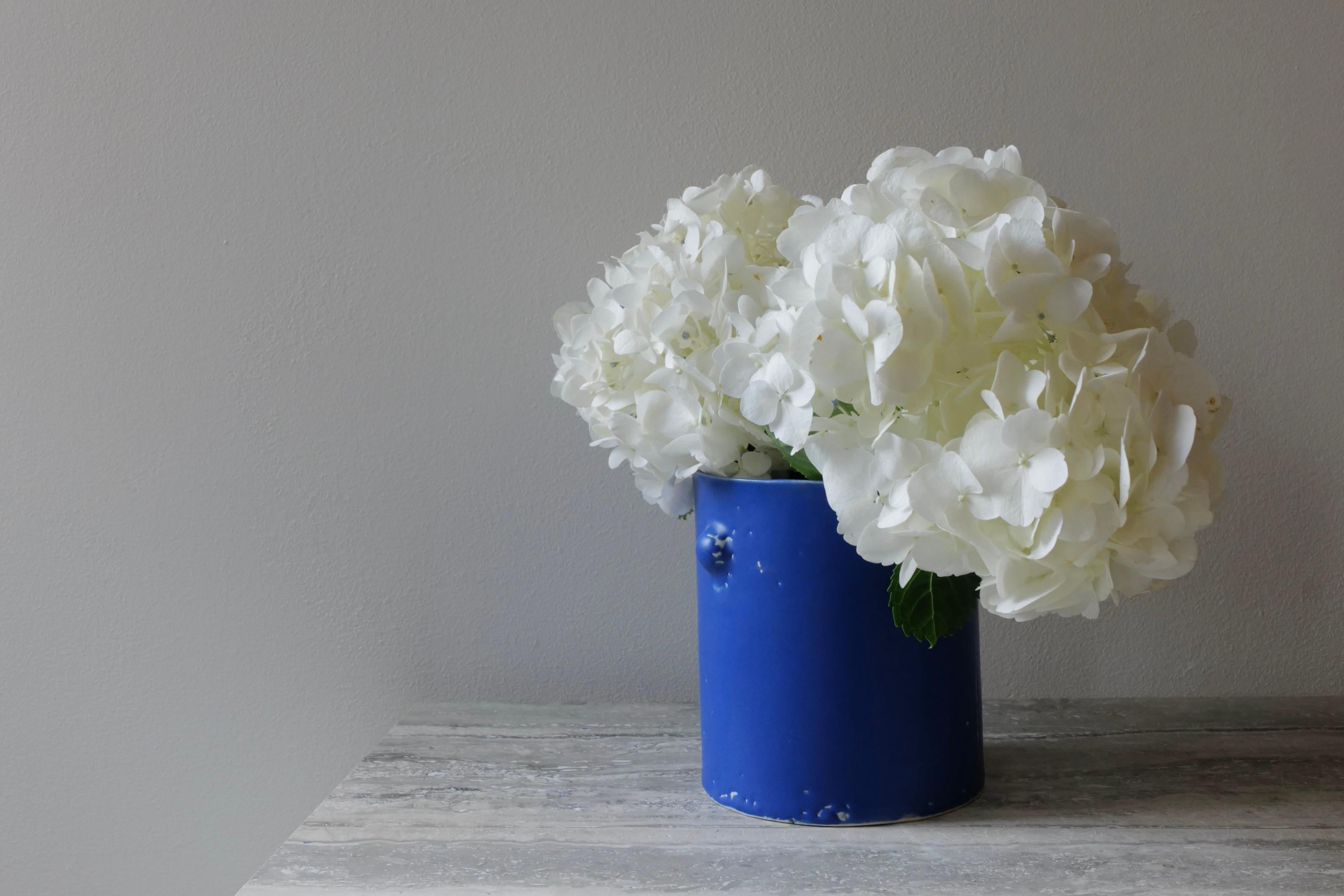Ceramic Blue Microcrystalline Glaze Bumps Porcelain Tall Vase by Lana Kova For Sale