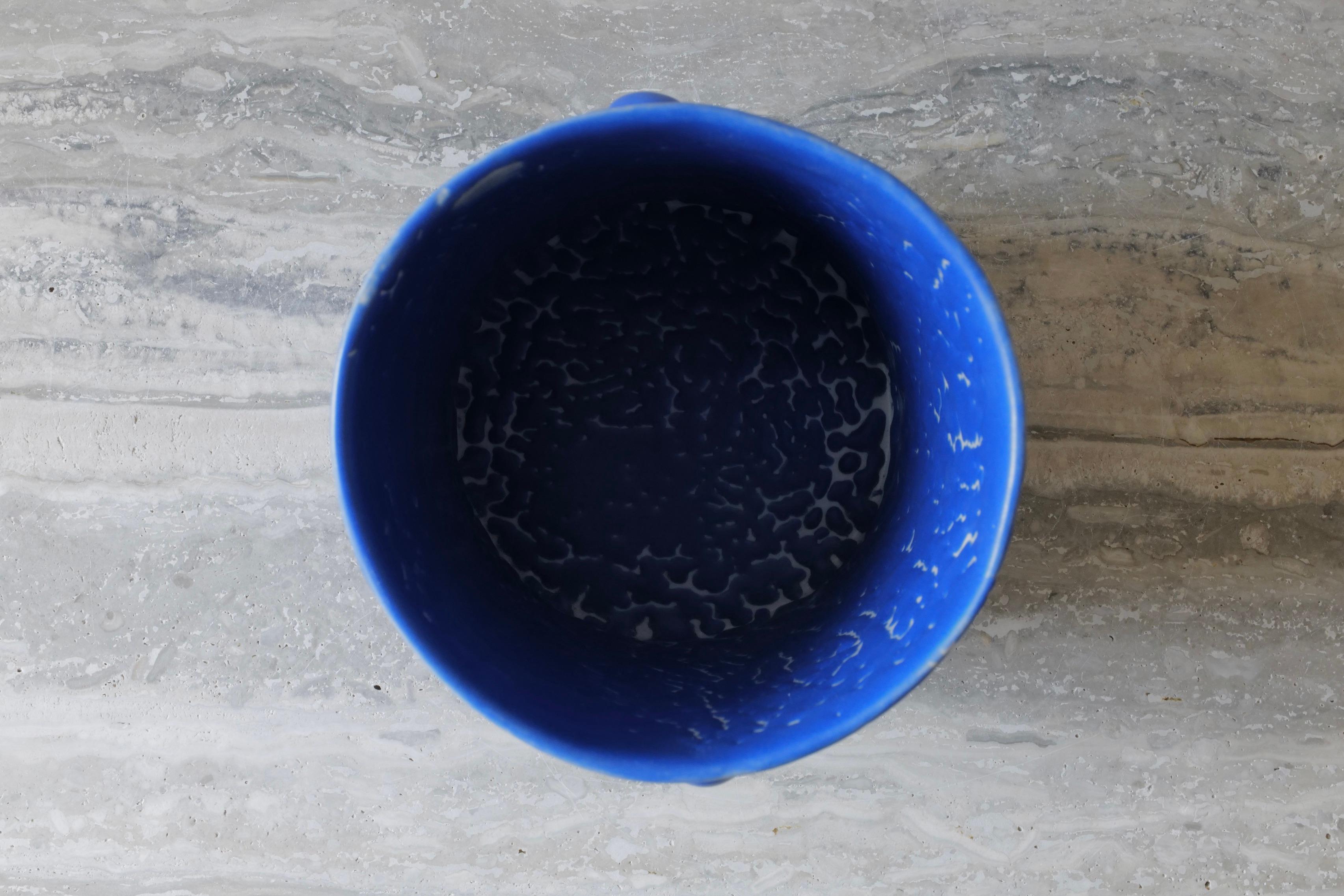 Blue Microcrystalline Glaze Bumps Porcelain Tall Vase by Lana Kova For Sale 1