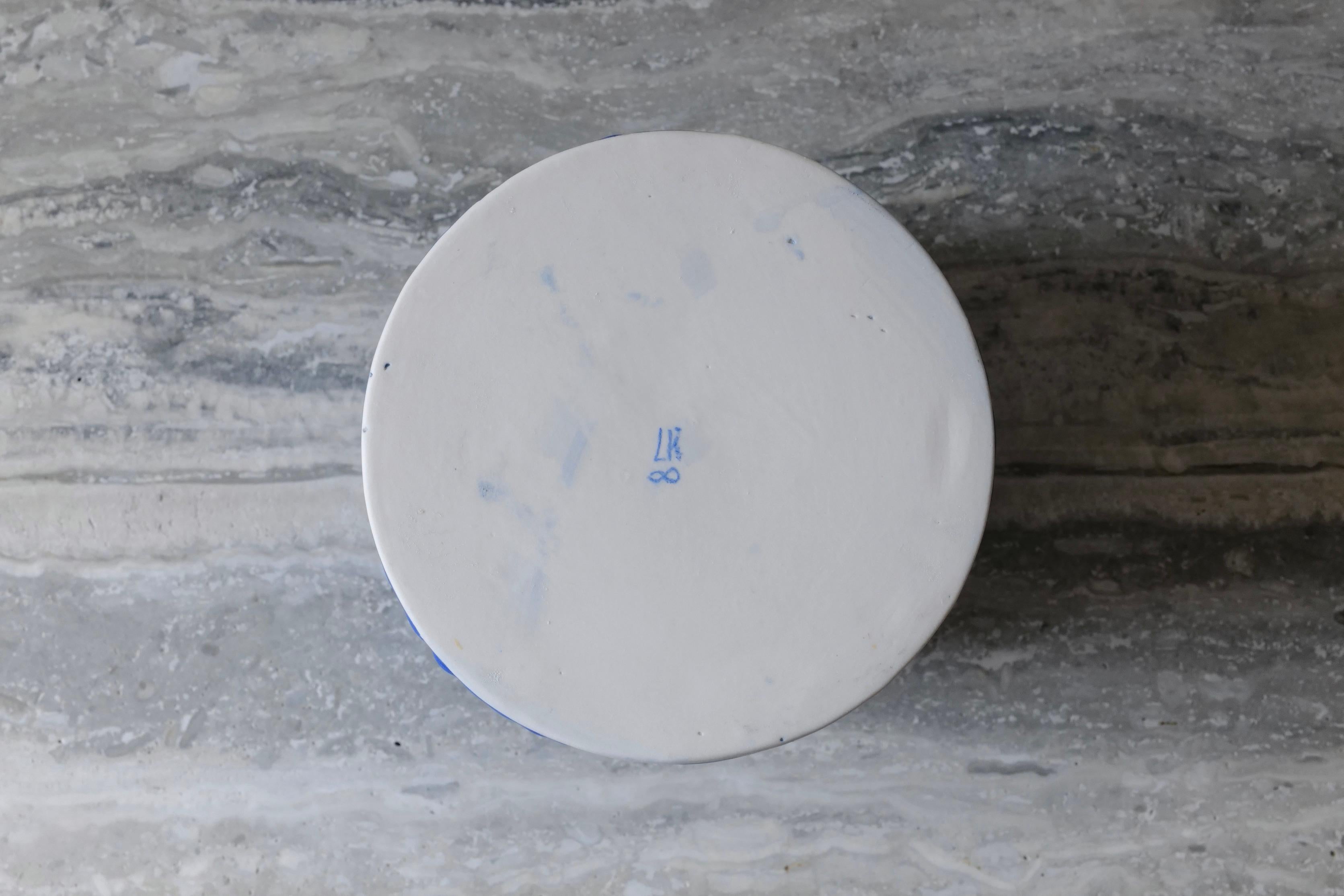 Blue Microcrystalline Glaze Bumps Porcelain Tall Vase by Lana Kova For Sale 2