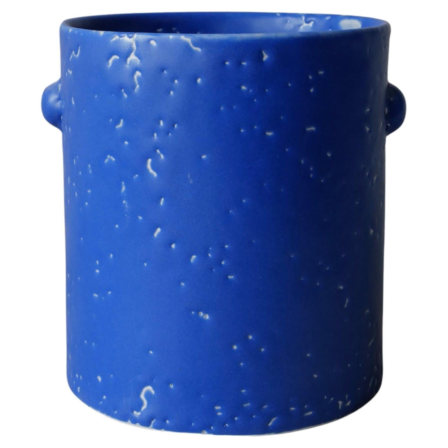 Blue Microcrystalline Glaze Bumps Porcelain Tall Vase by Lana Kova For Sale