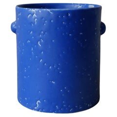 Blue Microcrystalline Glaze Bumps Porcelain Tall Vase by Lana Kova