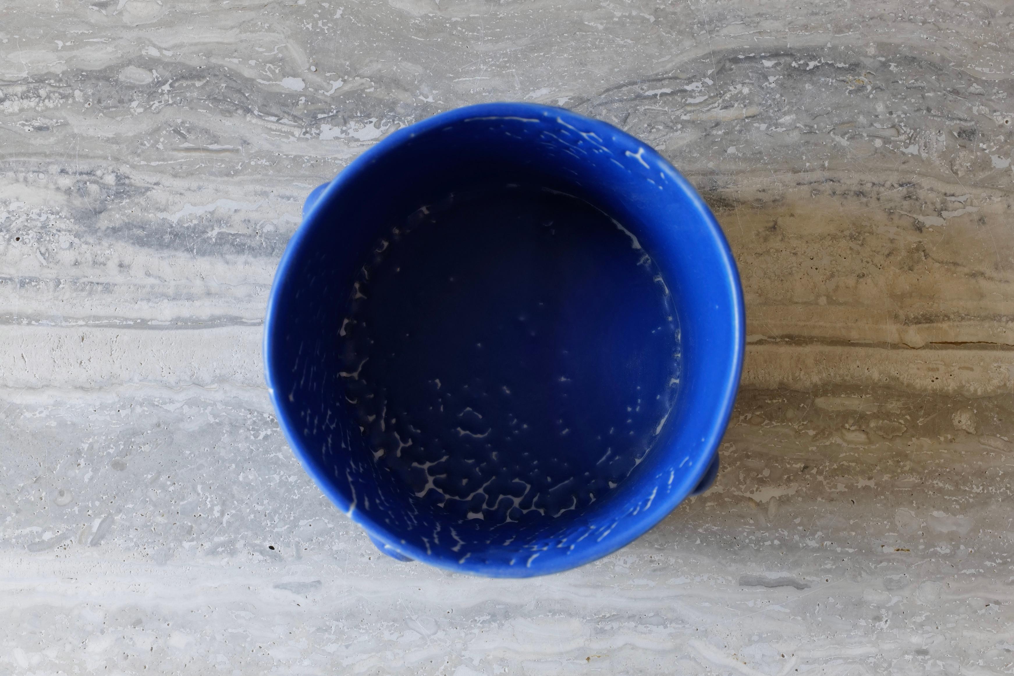 Ceramic Blue Microcrystalline Glaze Bumps Porcelain Vase by Lana Kova For Sale